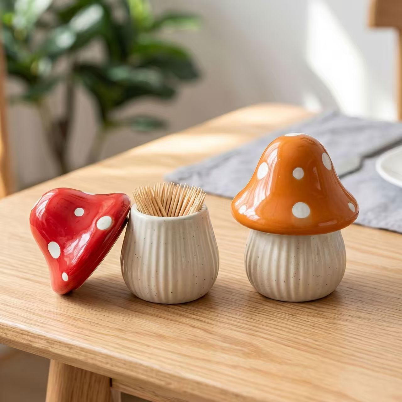 Home Bathroom Organizer - Stoples Keramik Bentuk Jamur Kartun, Tempat
