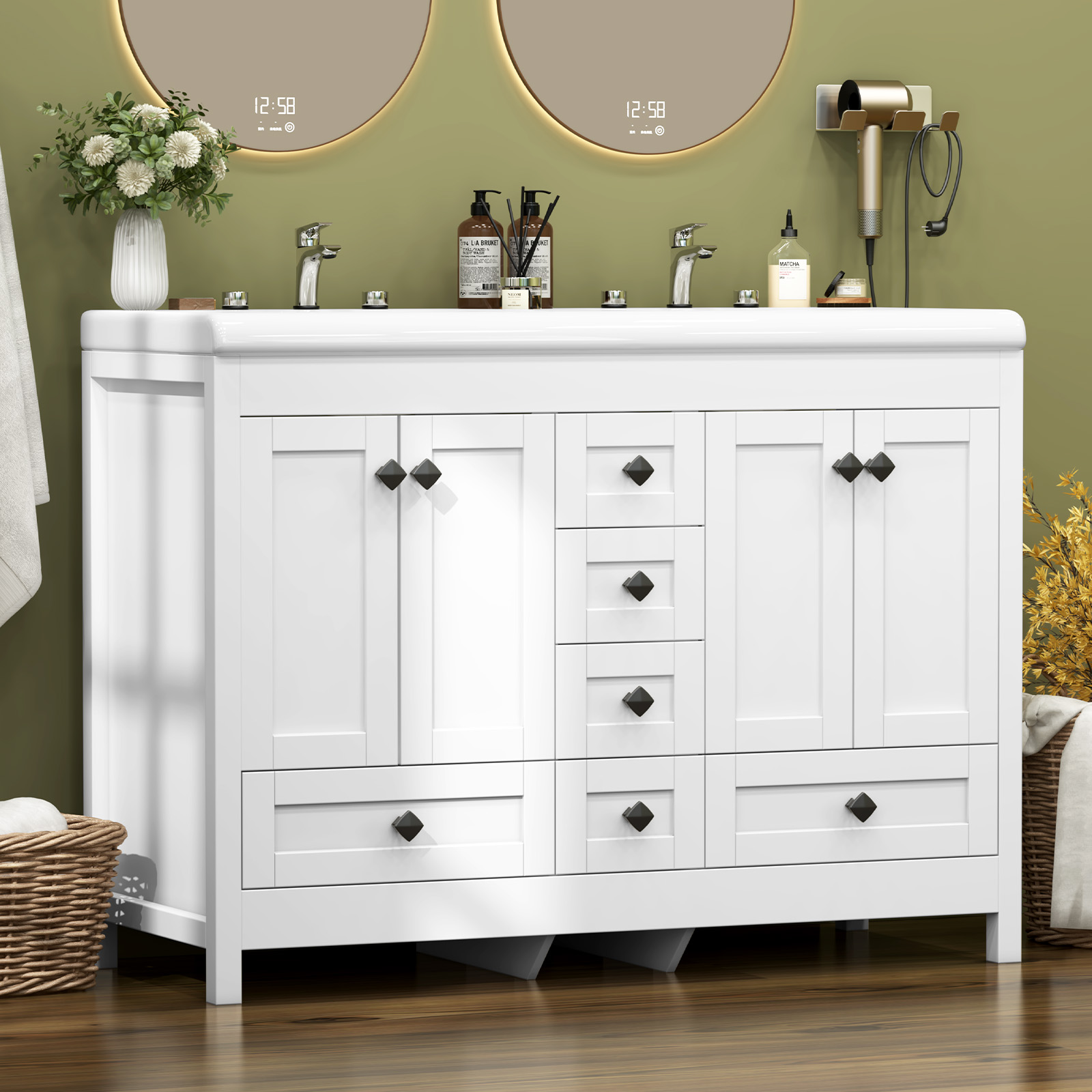 Home Bathroom Vanity Combo - Kabinet Kamar Mandi Putih 47,3 Inci