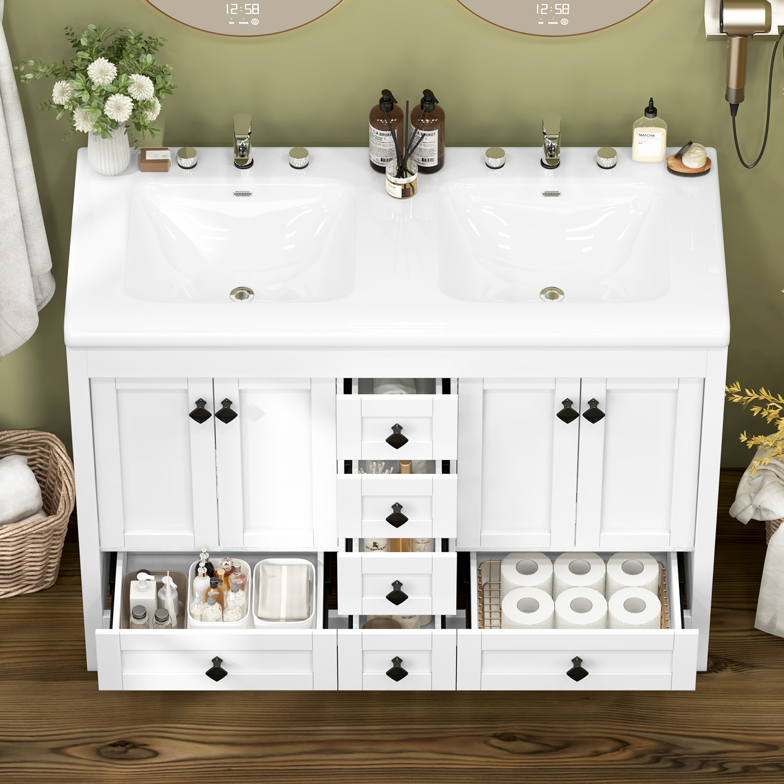 Kabinet Kamar Mandi Putih 47,3 - Home Bathroom Vanity Combo ulasan dan harga