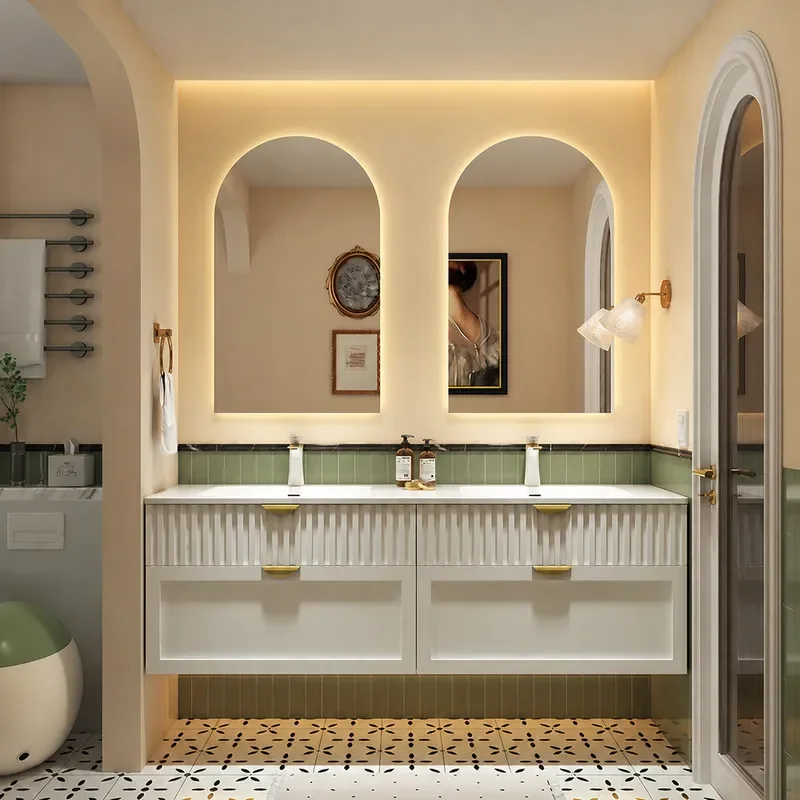 Kabinet Kamar Mandi Gaya Krim  - Home Bathroom Vanity Combo ulasan dan harga