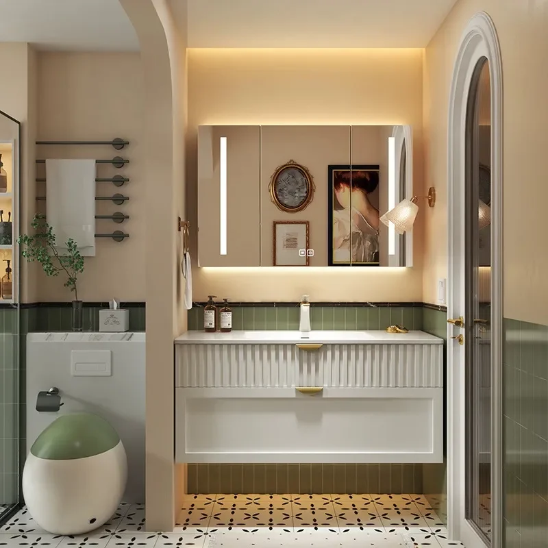 Kabinet Kamar Mandi Gaya Krim  - Home Bathroom Vanity Combo ulasan dan harga